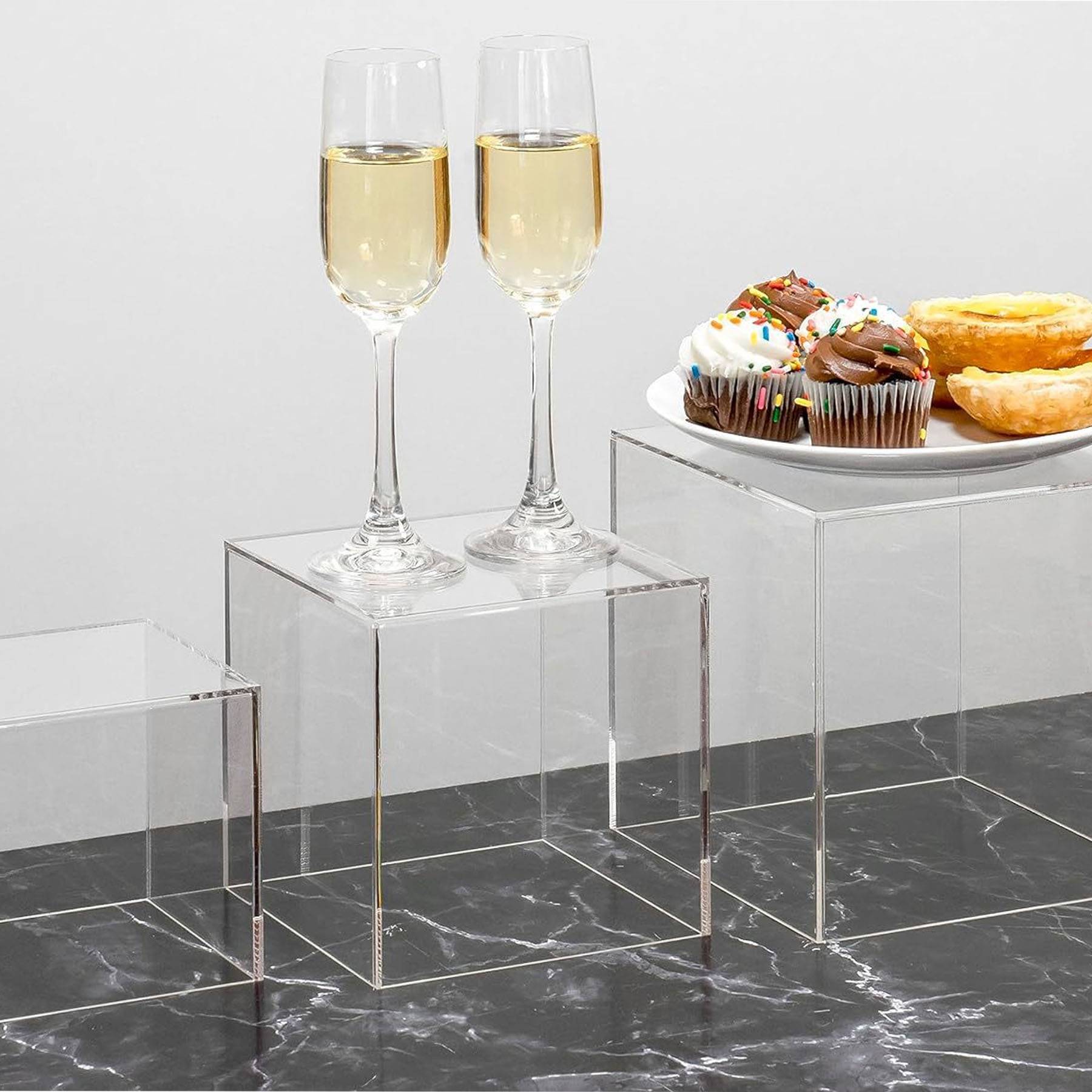 Set of 3 Crystal Clear Acrylic Cube Display 3