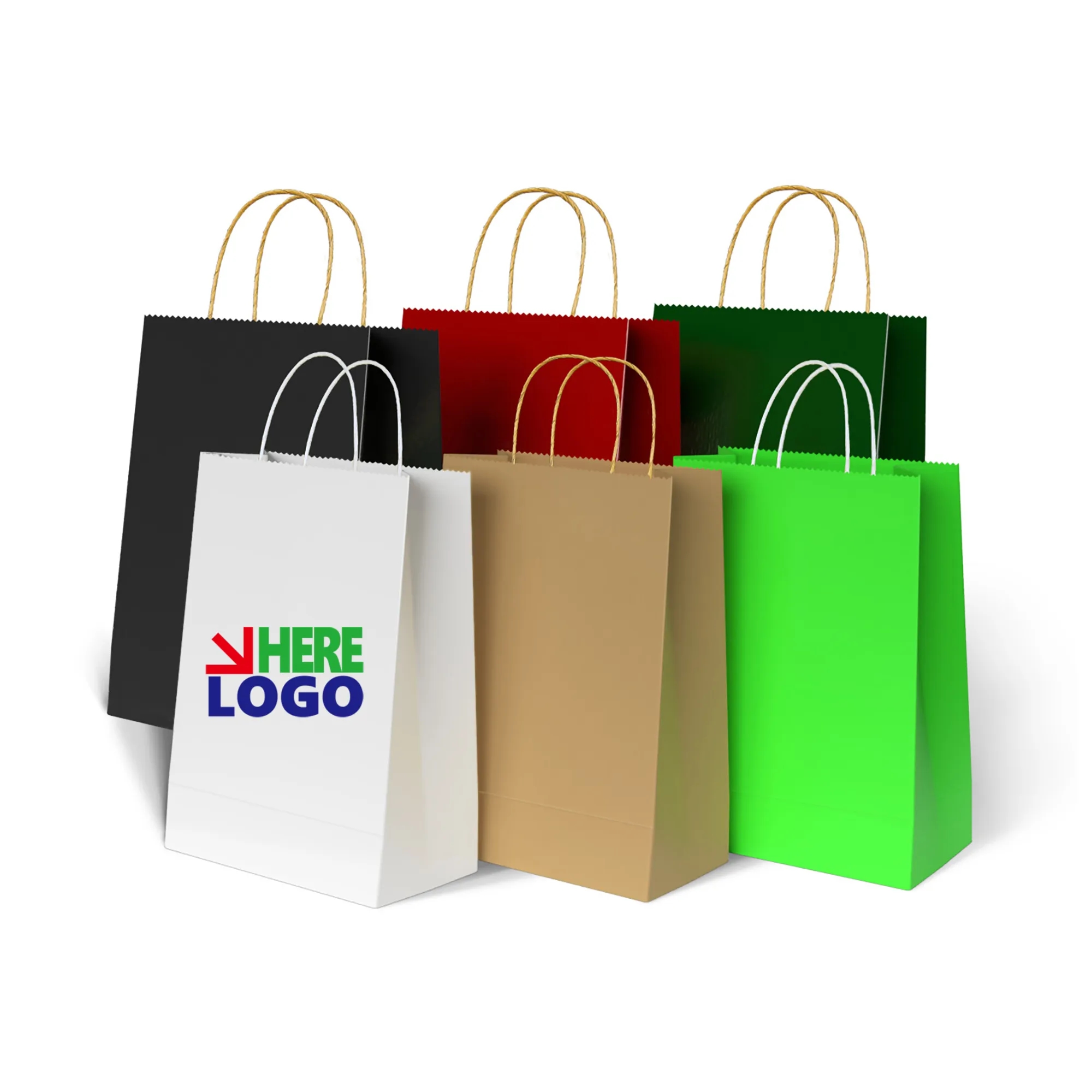 Full Color Printing Kraft Bags With Handles 4
