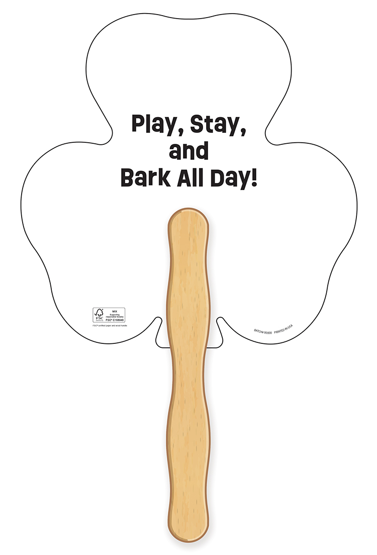 HAND FANS - Full Color, Shamrock Shaped Hand Fan 3