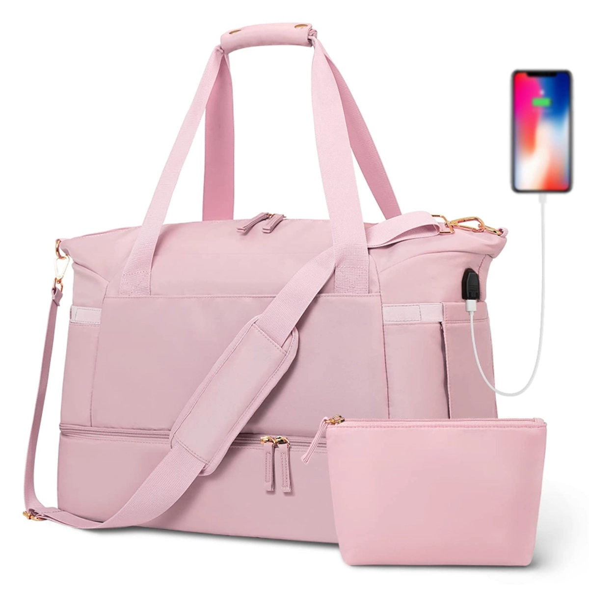 Custom Usb Port Travel Duffel Bag 14