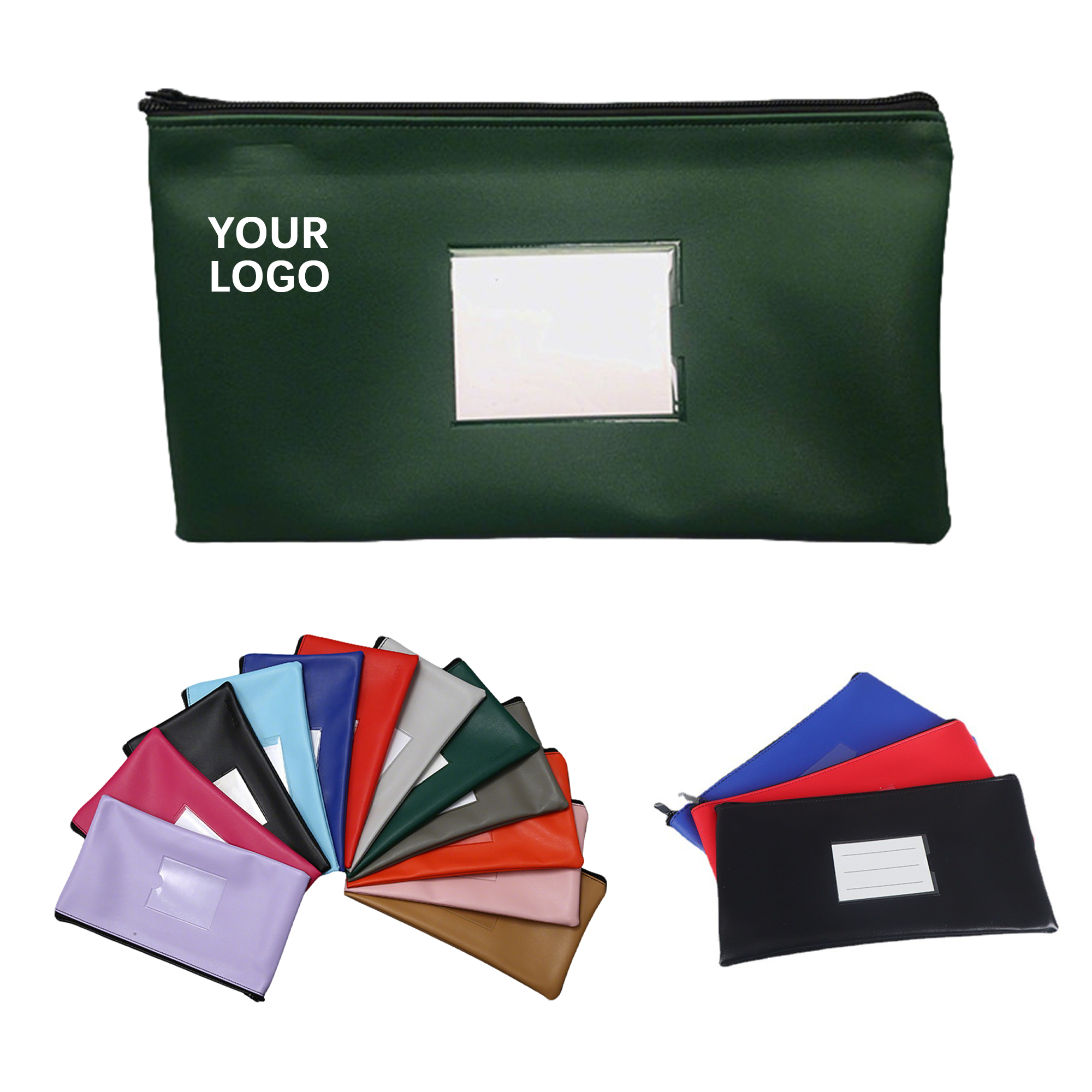 Polyurethane Zipper Deposit Pouch With Soft Liner 10.6" x 6" 18