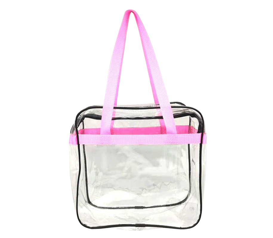 Clear PVC Transparent Tote Bag with Zipper Front Pocket 4