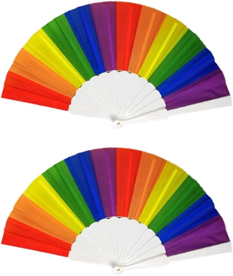 Rainbow Rave Folding Pride Plastic Fan 15