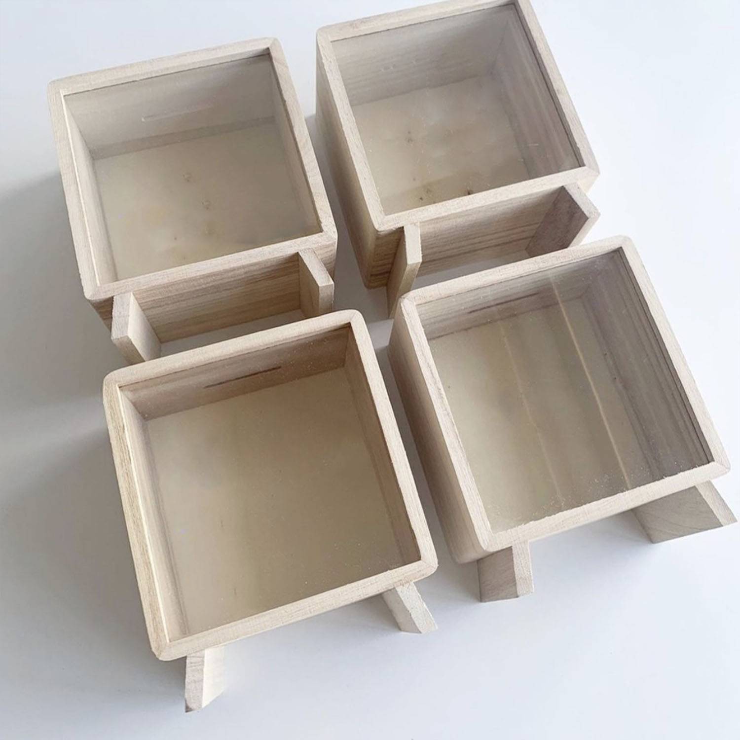 Solid wood money storage jar with visible window 6