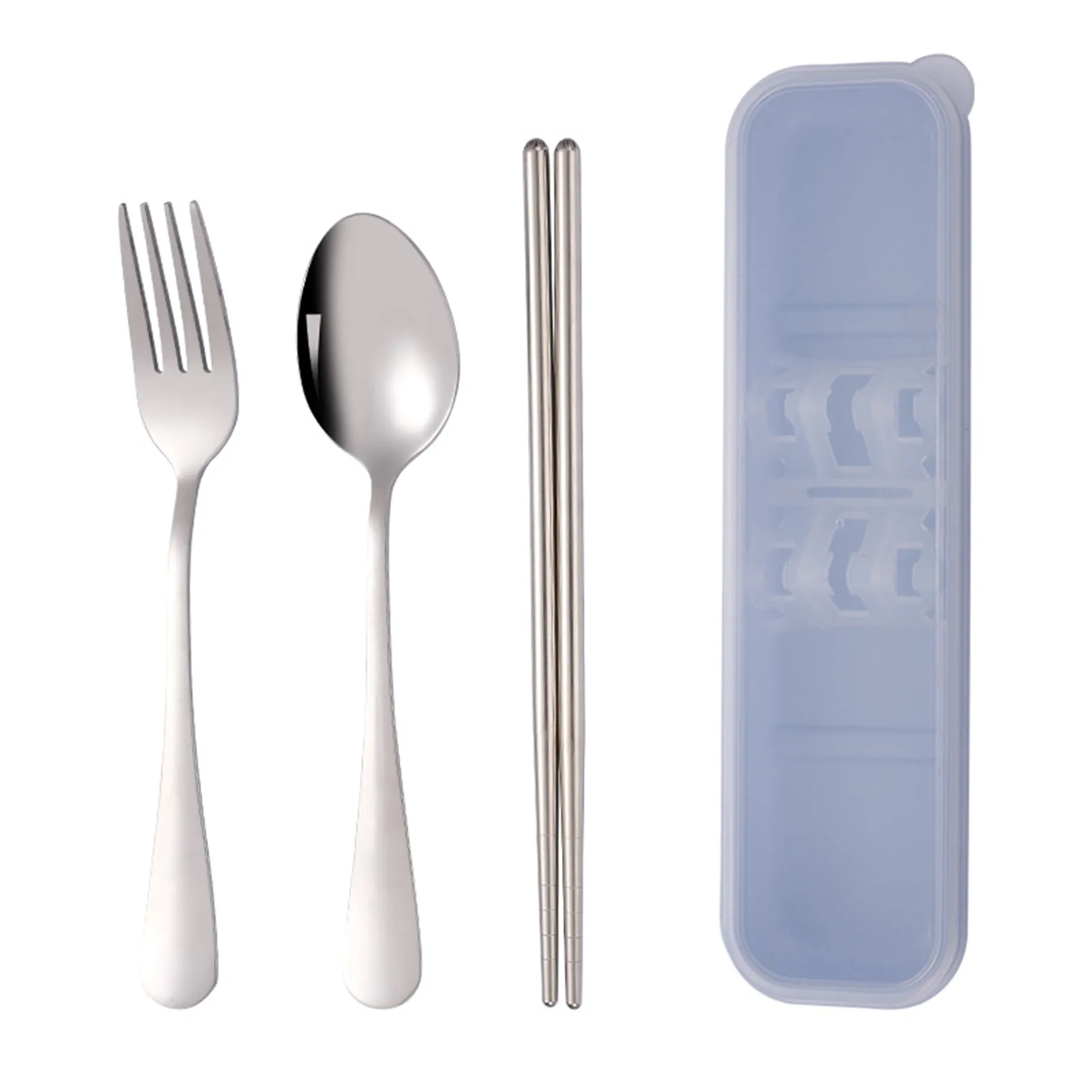 3 Pcs Stainless Steel Tableware Set with Case 2