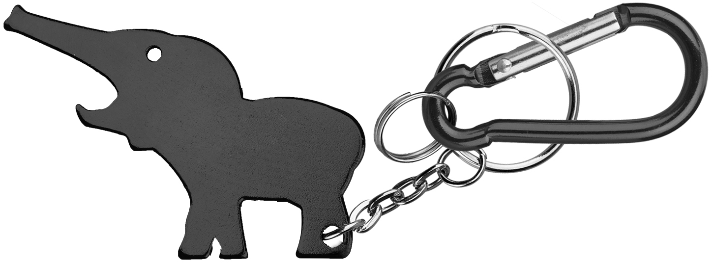 Metal Elephant Shape Bottle Opener with Key Ring & Carabiner 3
