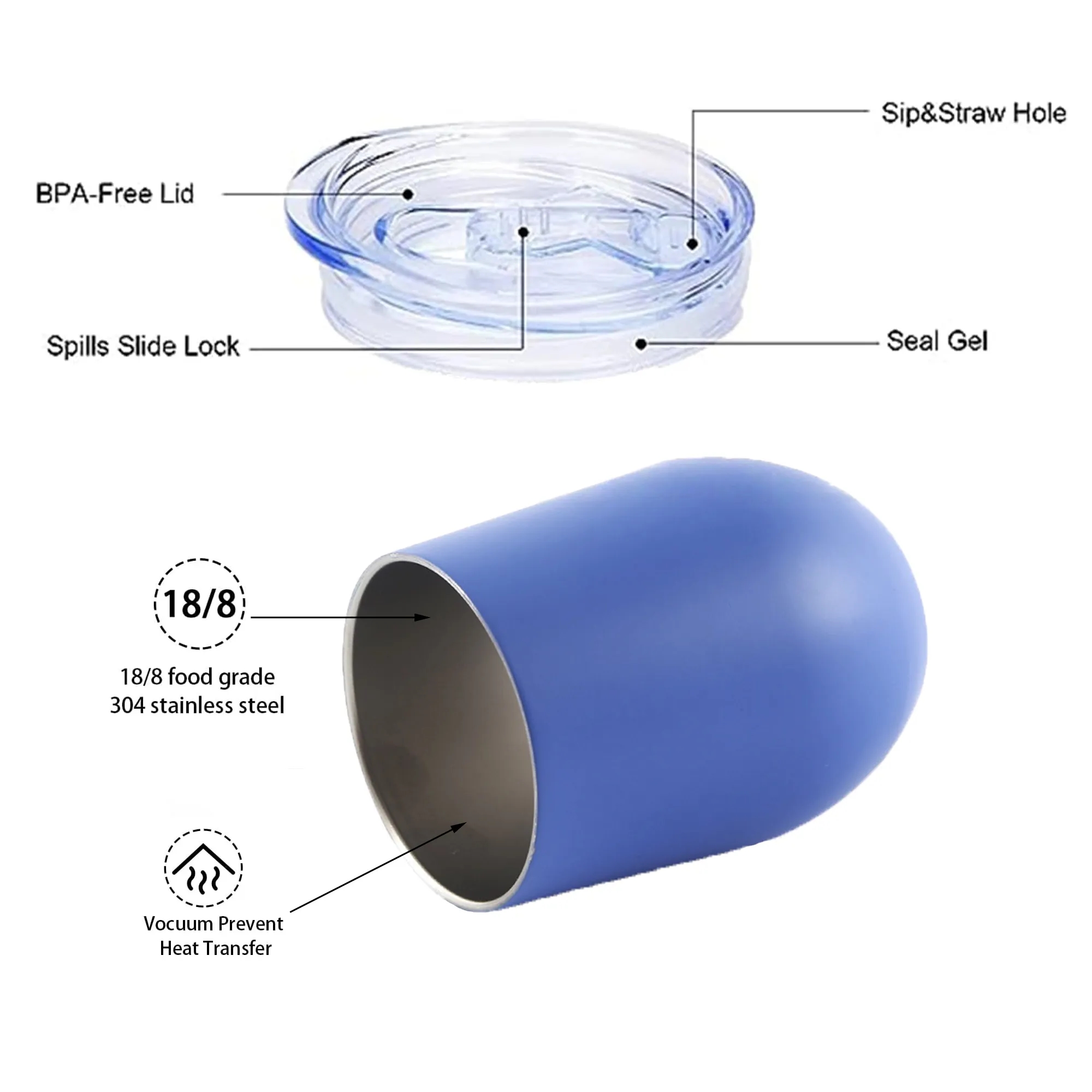 Stainless Steel Wine Tumbler with Lid 7