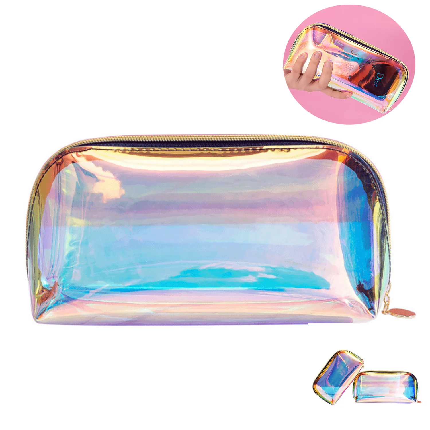 laser Waterproof Cosmetic Bags Portable Travel Toiletry Pouc 2