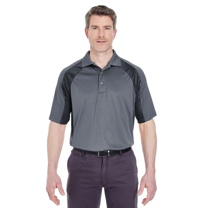 UltraClub Adult Cool & Dry Sport Performance Colorblock Interlock Polo 2