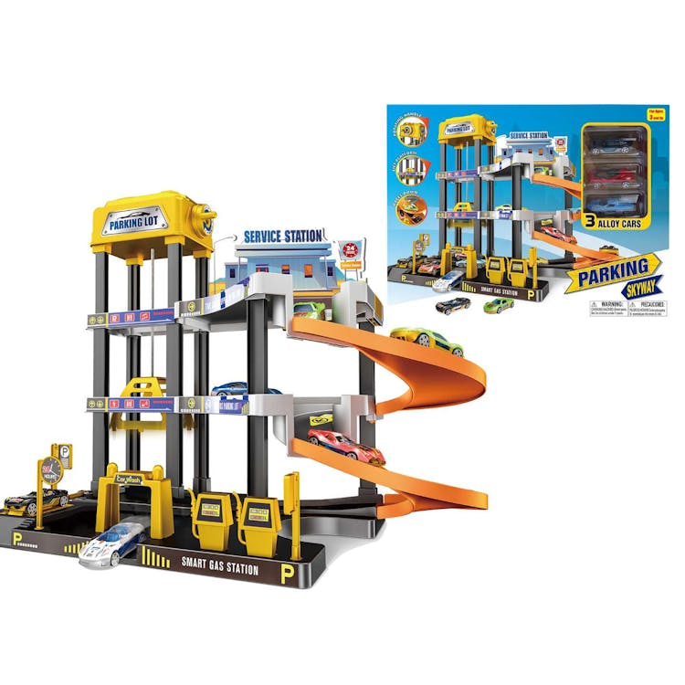 Parking Skyway Service Gas Station with Cars Playset 2