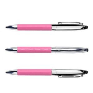 PU Leather Barrel Metal Pen With Stylus 6