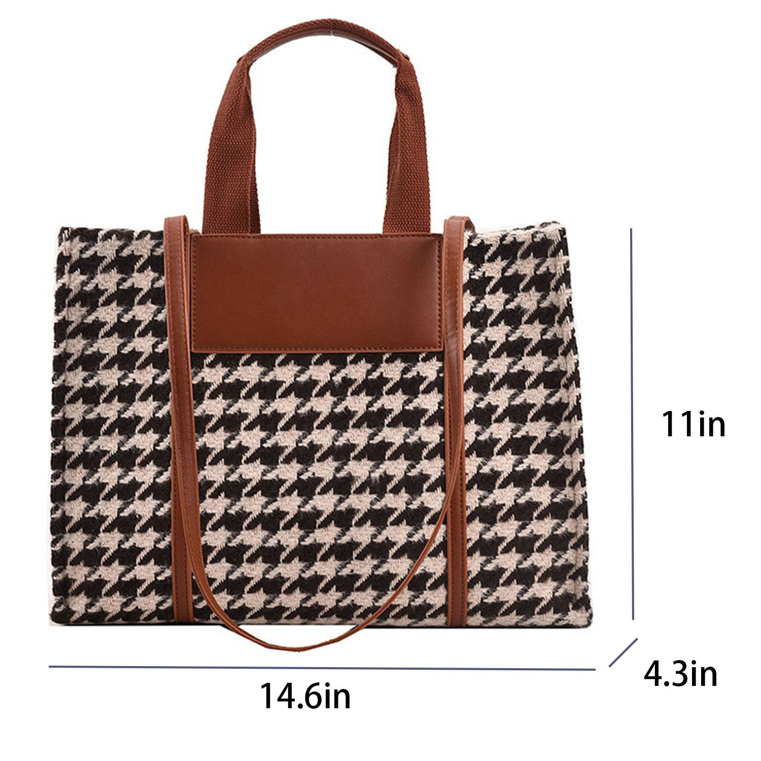 Canvas Tote Bag Black and White Grid Large Capacity, custom tote bag with logo imprint 2