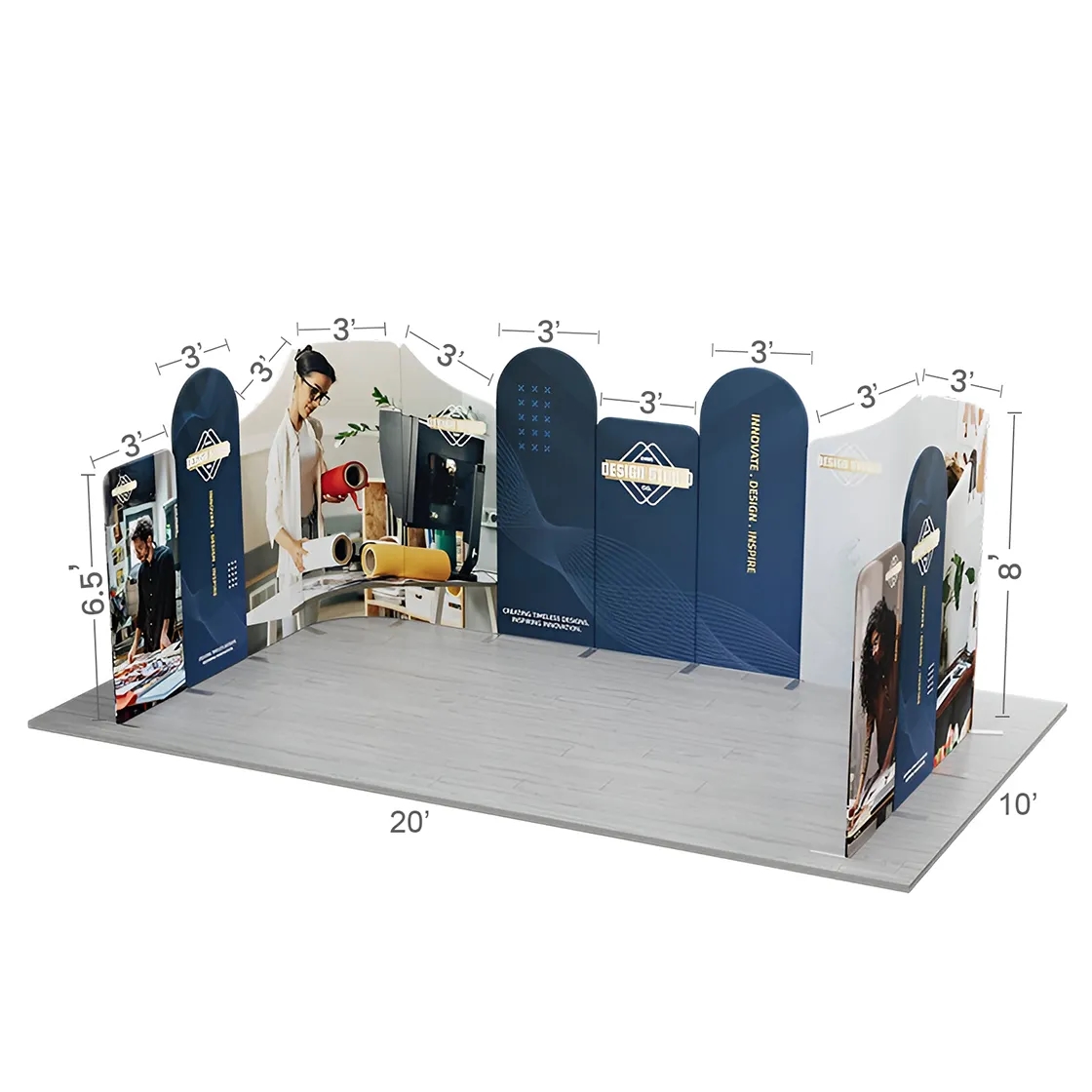 20ft Magnetic Modular Fabric Displays - U Shape Curved 16
