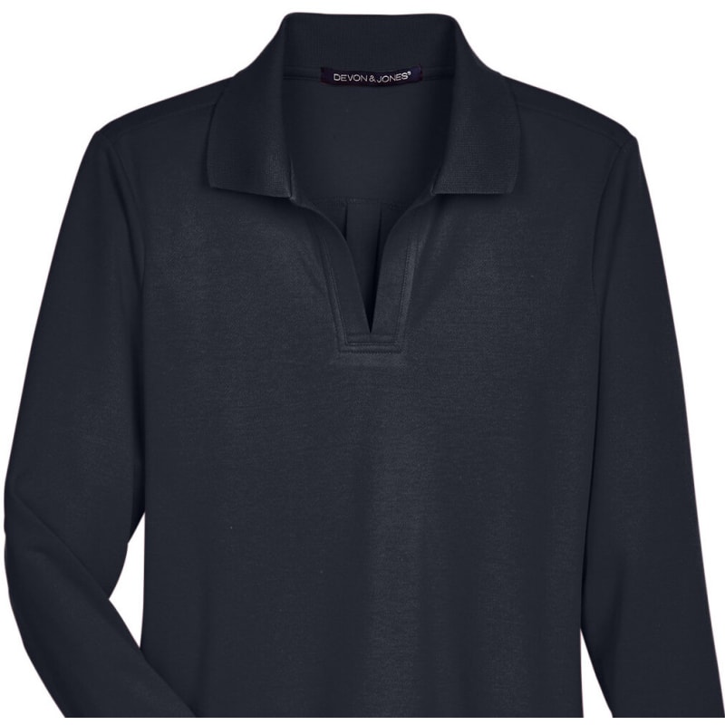 Devon & Jones CrownLux Performance™ Ladies' Plaited Long Sleeve Polo 25