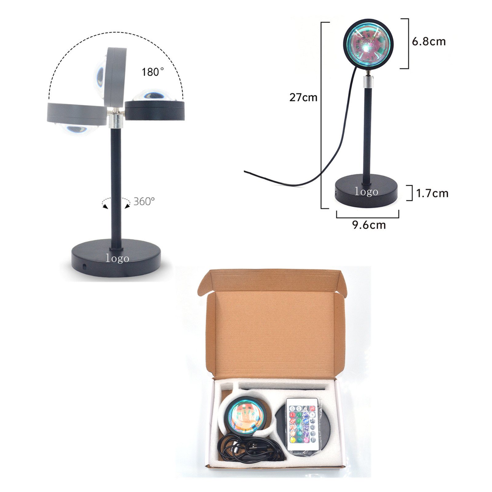 16 color Telecontrol Sunset Rainbow Projection Lamp 3