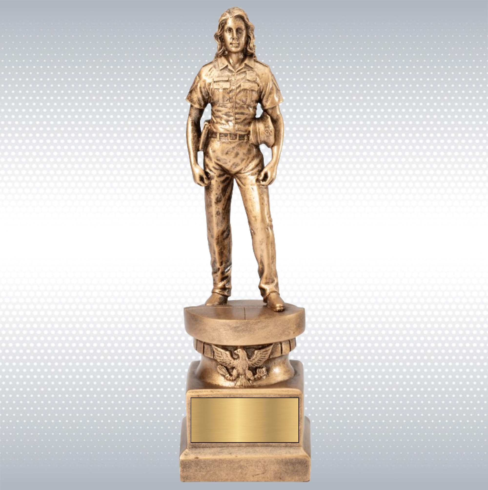 13" Premium Gallery Sculpture Golden American Hero Policewoman Resin Trophy Award 12