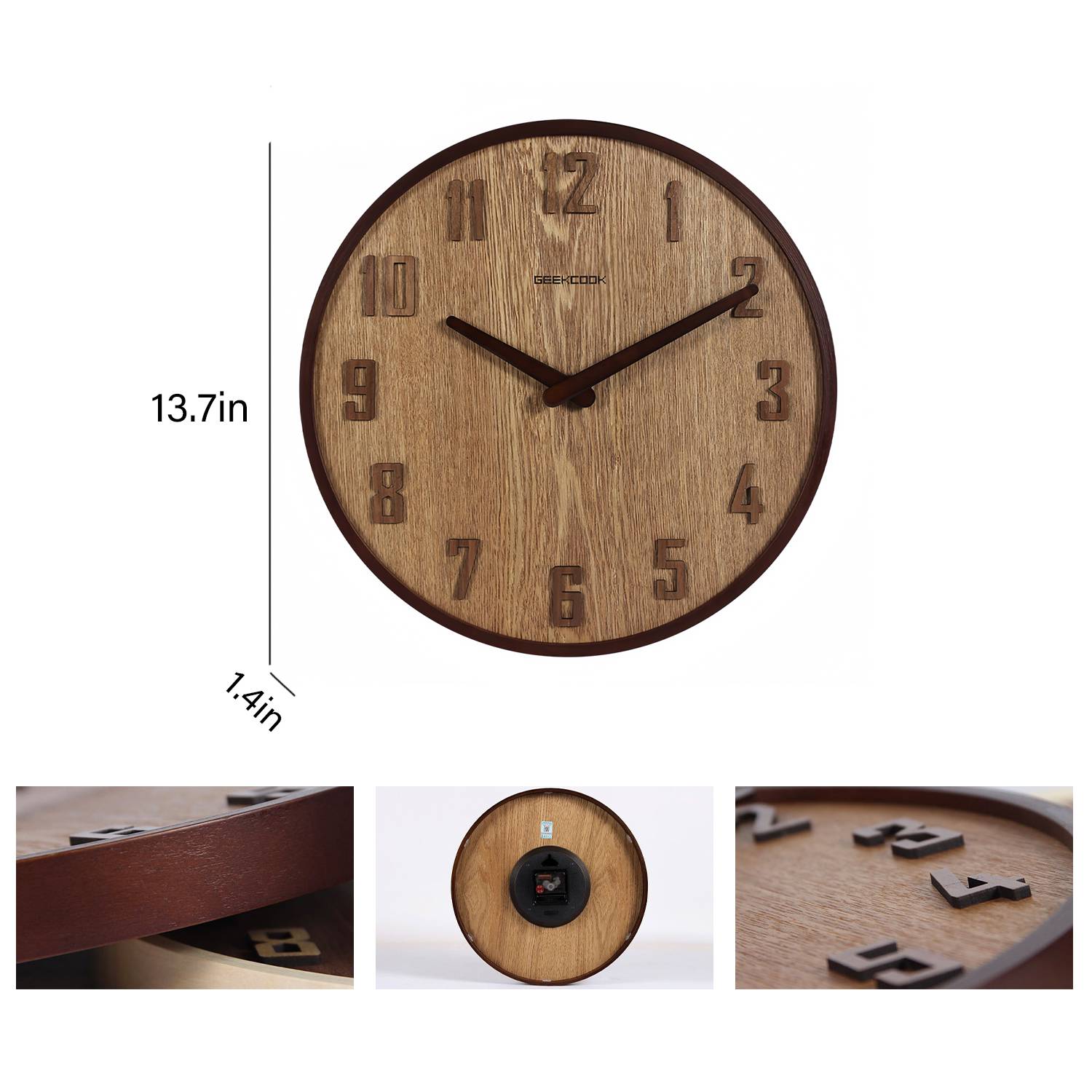 Silent Wooden Wall Clock 6