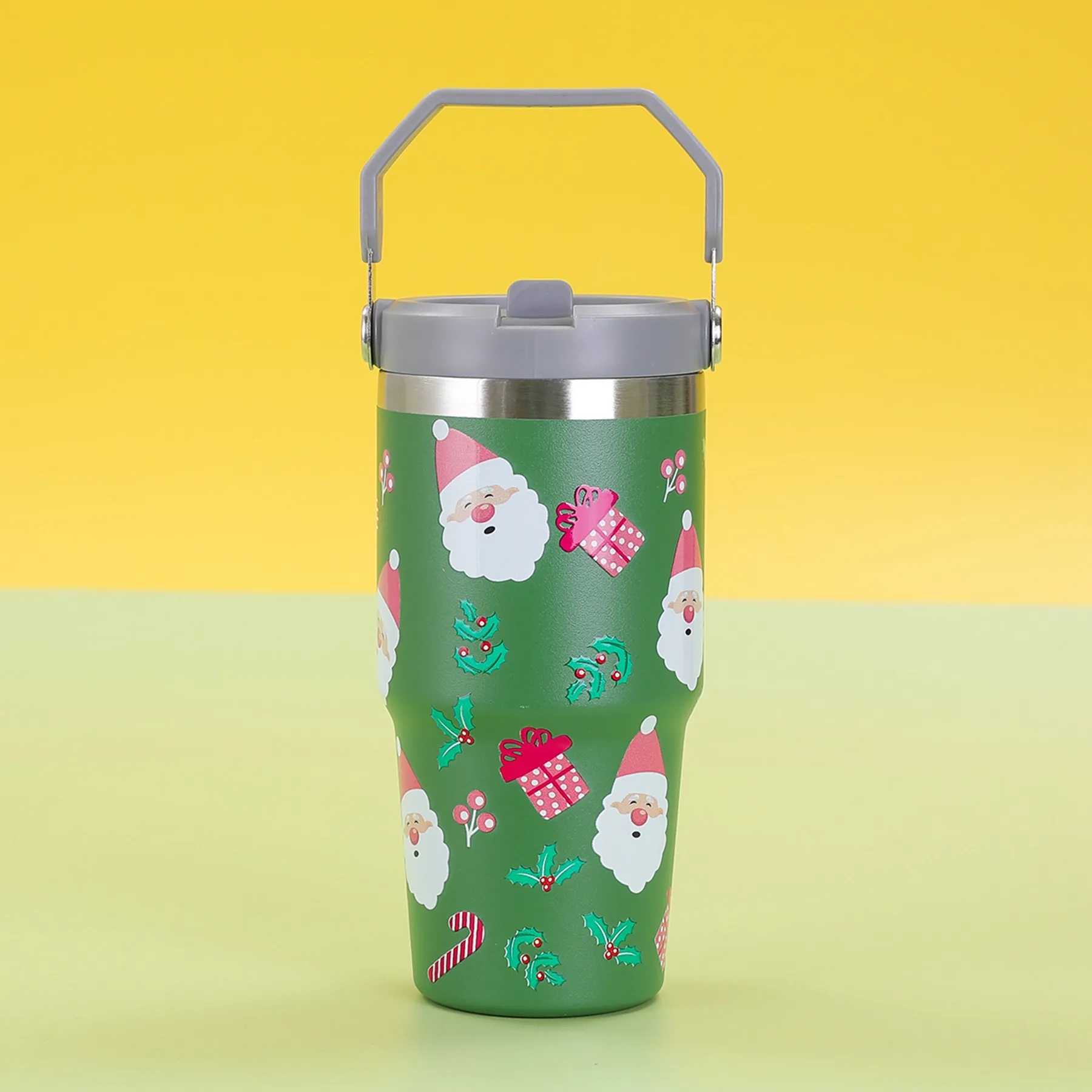 30 Oz. Custom Christmas Theme Vacuum Mug with Straw Lid 12