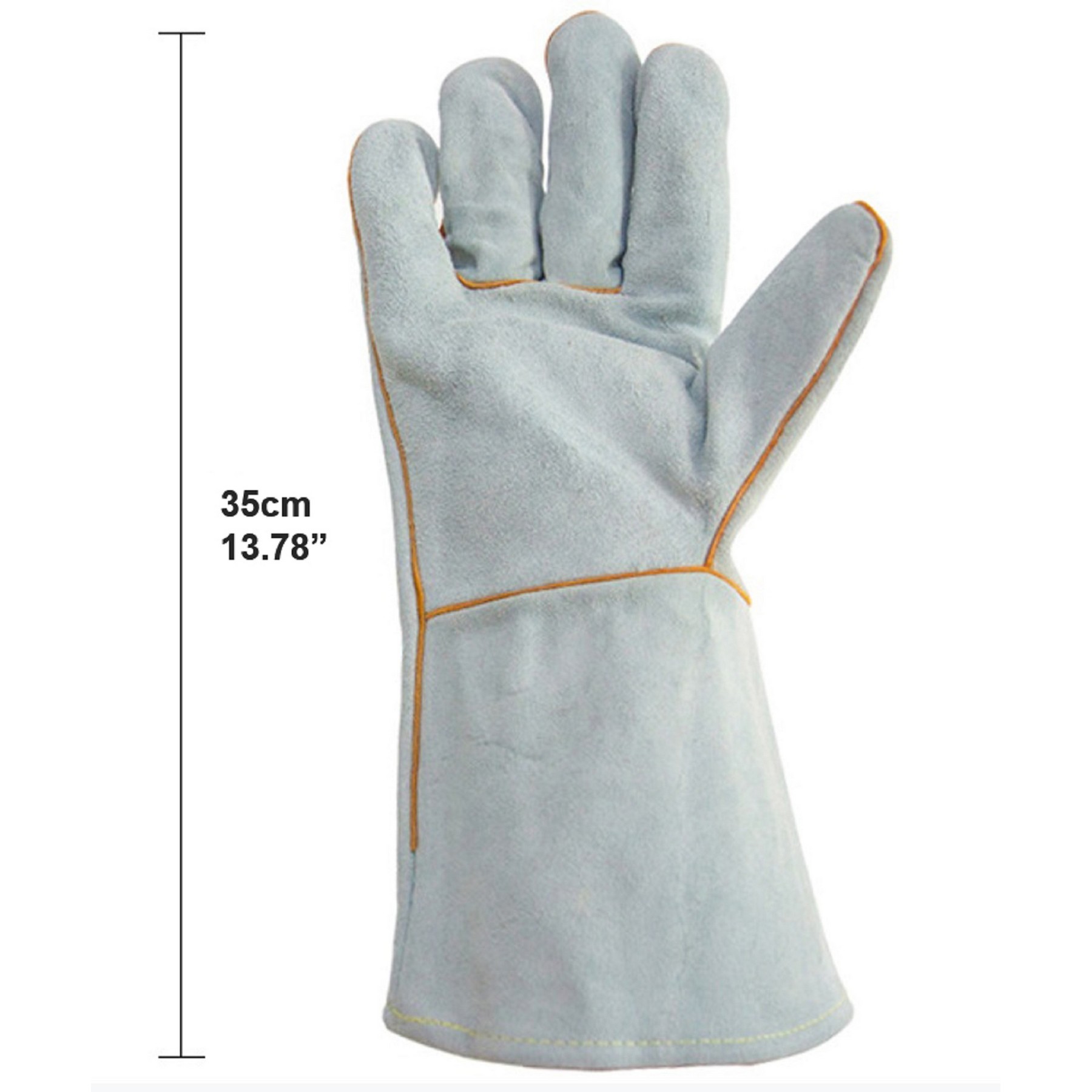 Long Cowhide Leather Work Gloves 2