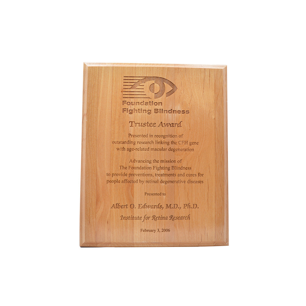 Natural Finished Cherry Plaque With Laser Engraving 1