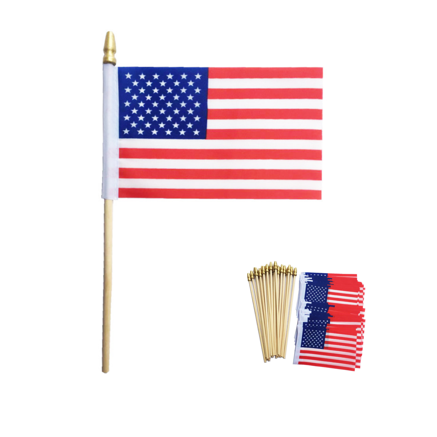 Handheld Wooden Stick American National Flag 1