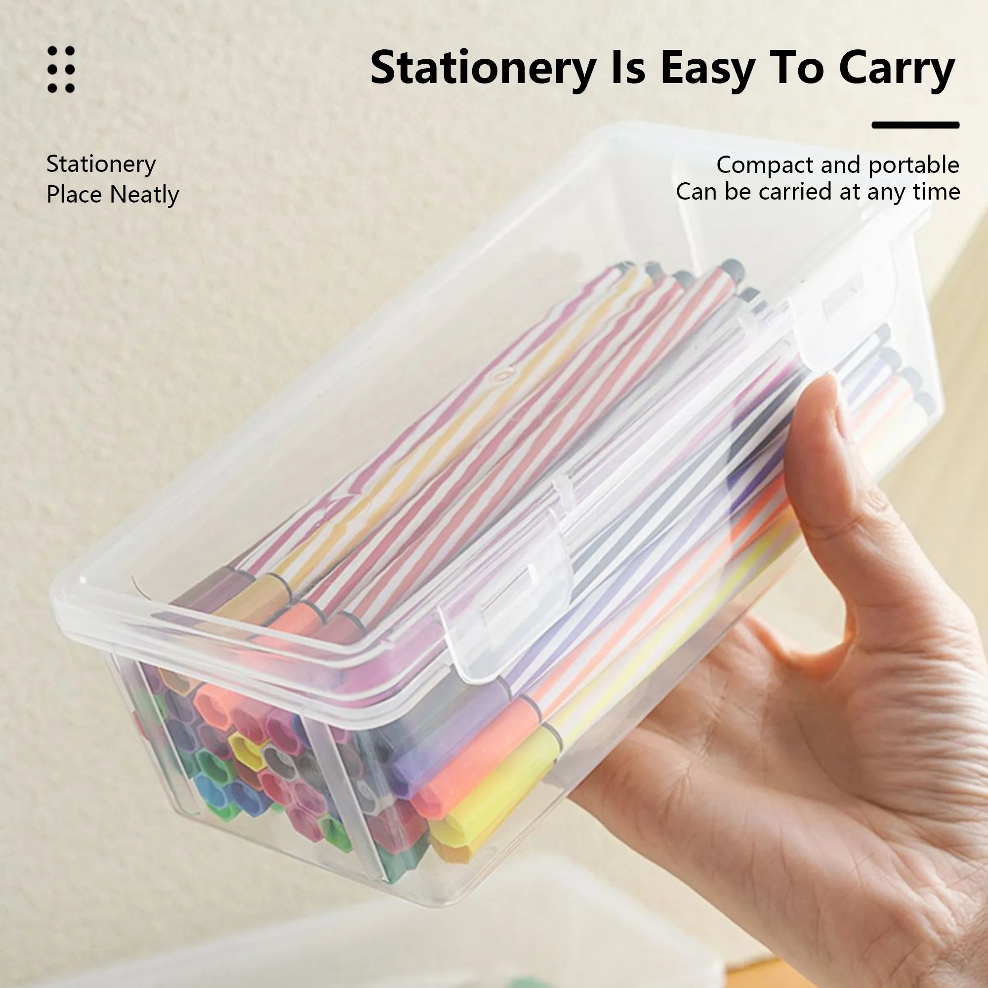 Clear Large-Capacity Stationery Storage Box 10