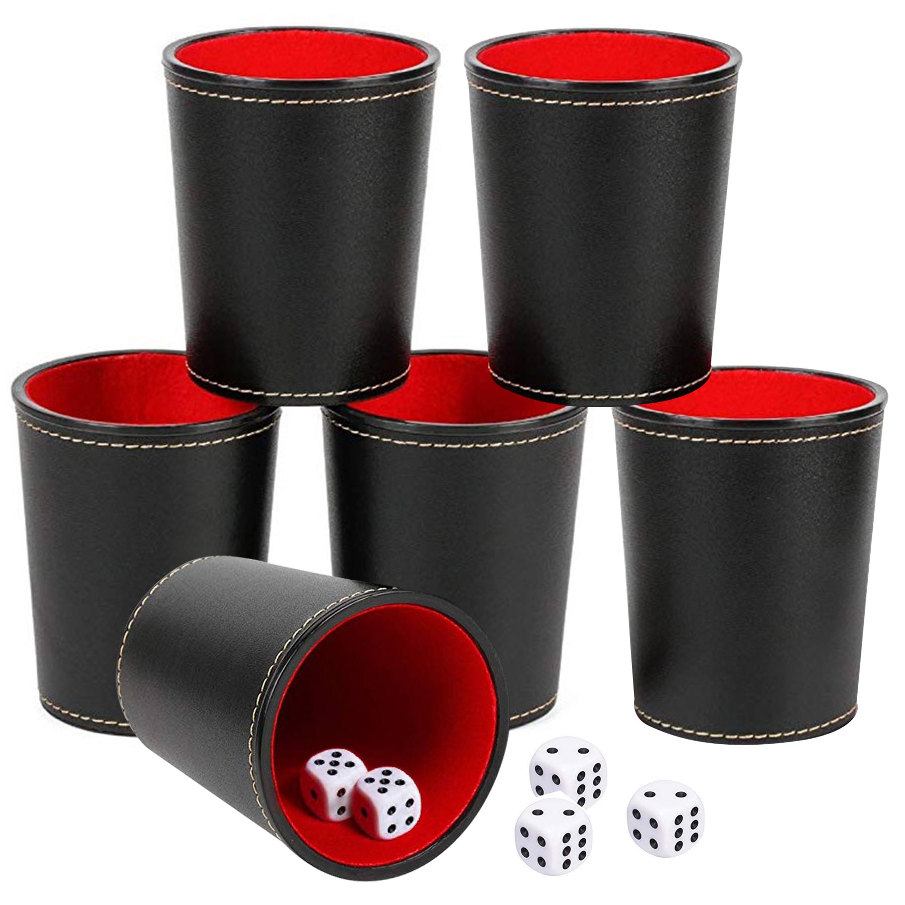 Leather Dice Cup Set Includes 5 Dot 2