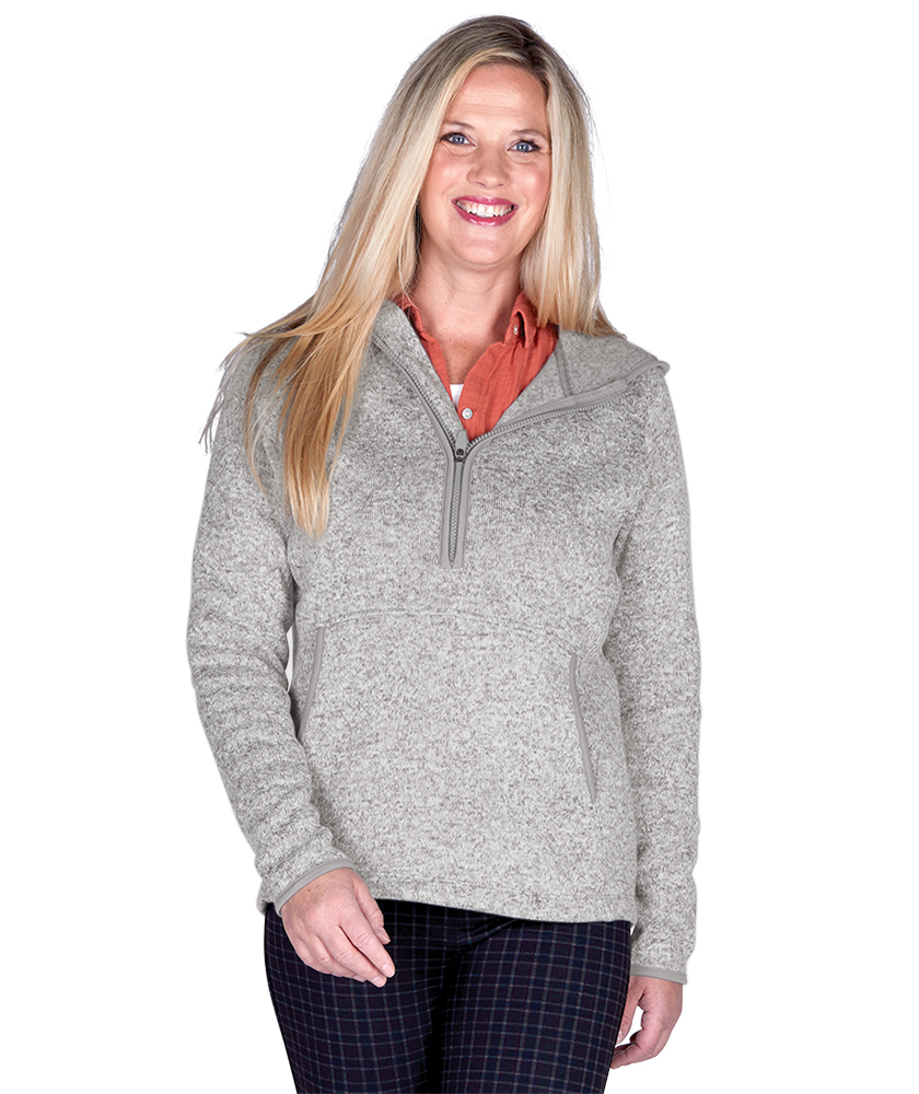 Women's Heathered Fleece Quarter Zip Hoodie 21