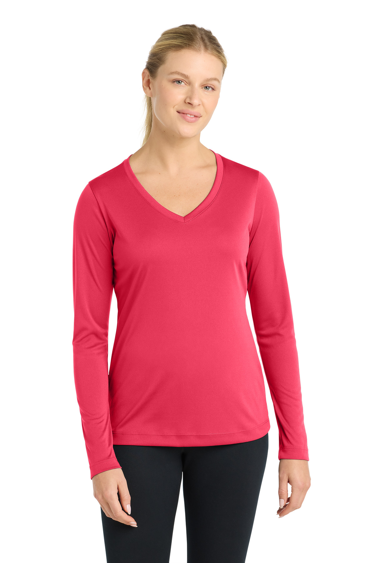 Sport-Tek Women's Long Sleeve PosiCharge Competitor V-Neck Tee. LST353LS 133