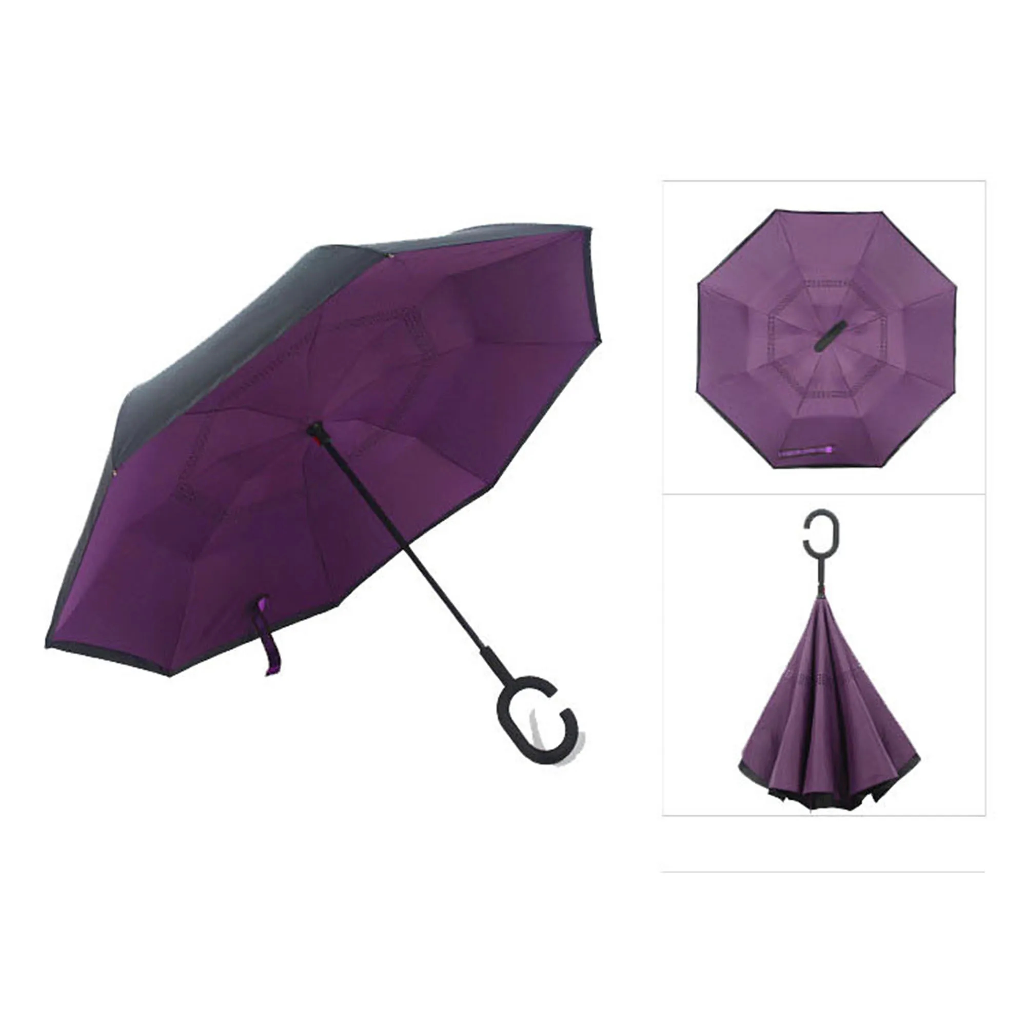 Windproof Double Layer Upside Down Car Rain Umbrella 10