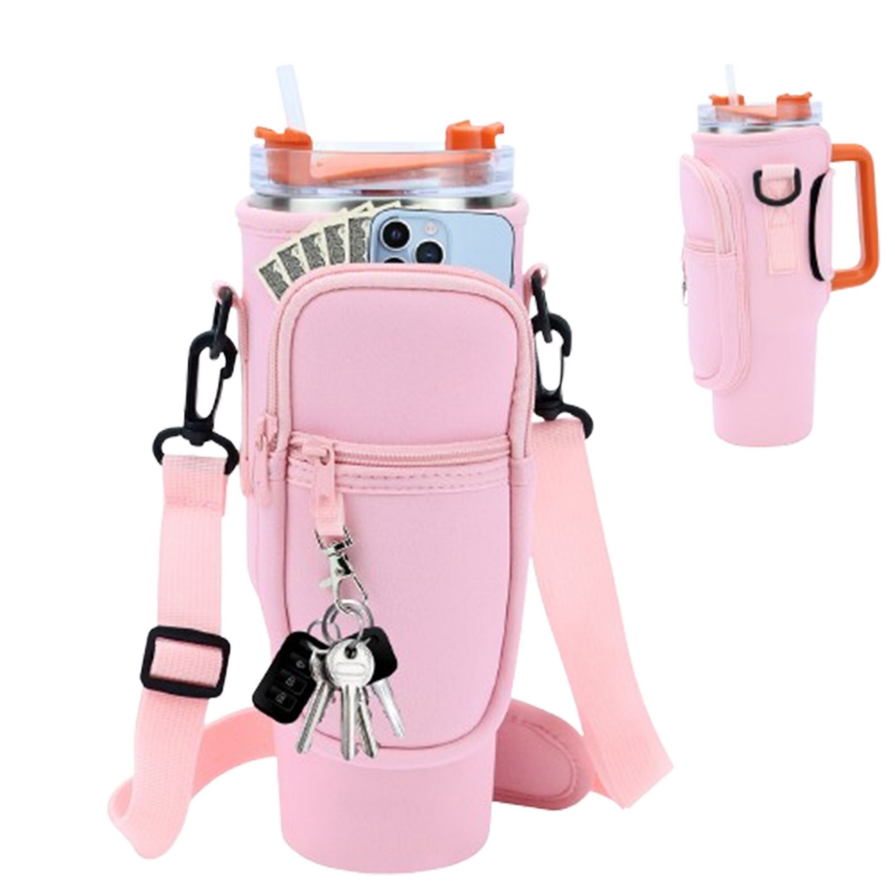 Water Bottle Carrier Bag With Phone Pocket For 40 Oz Tumbler 8