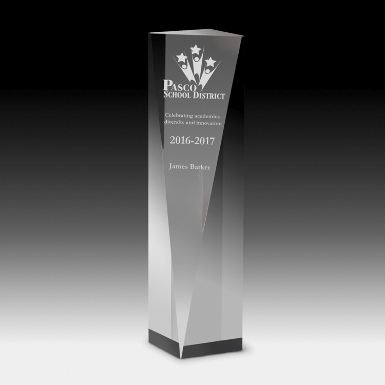 Screen Printed Carved Obelisk Award - 9" 2