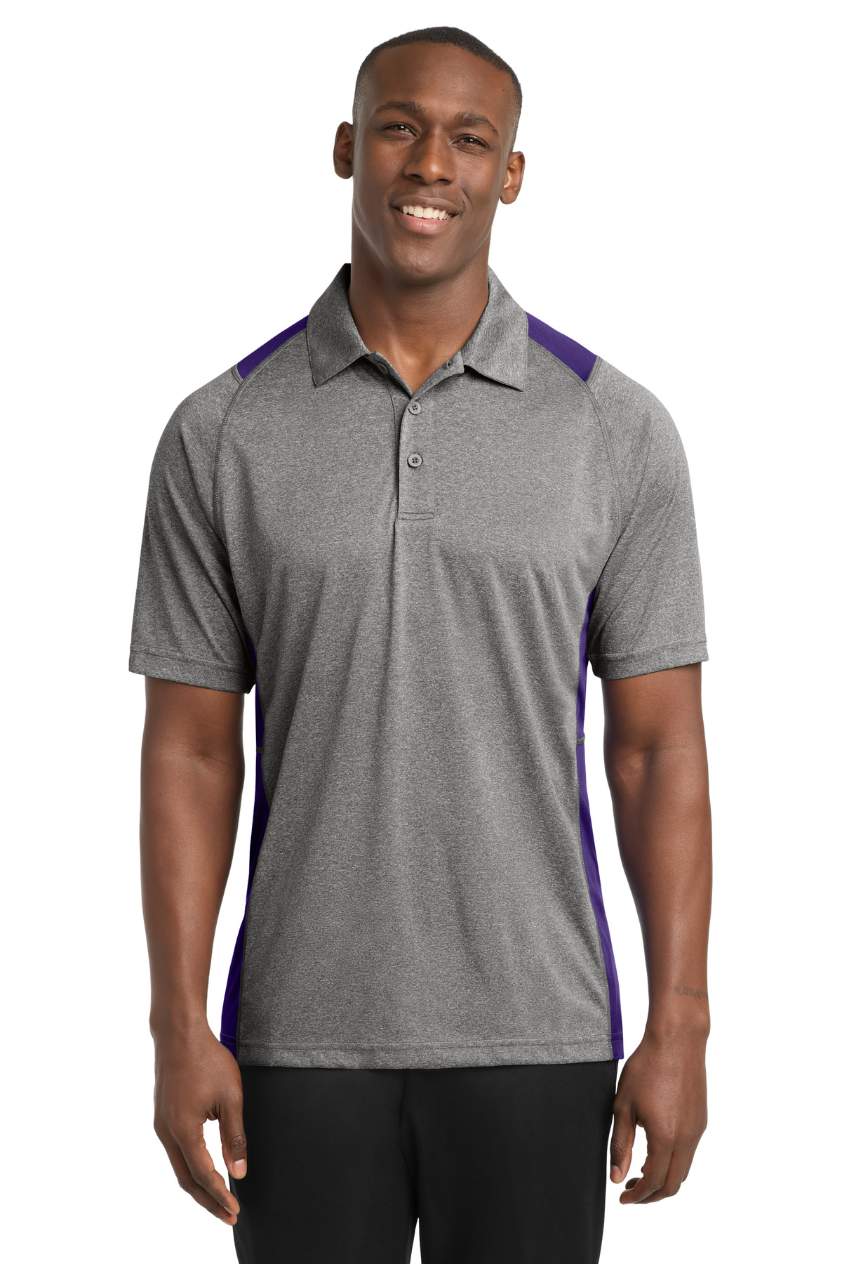 Sport-Tek Heather Colorblock Contender Polo. ST665 42