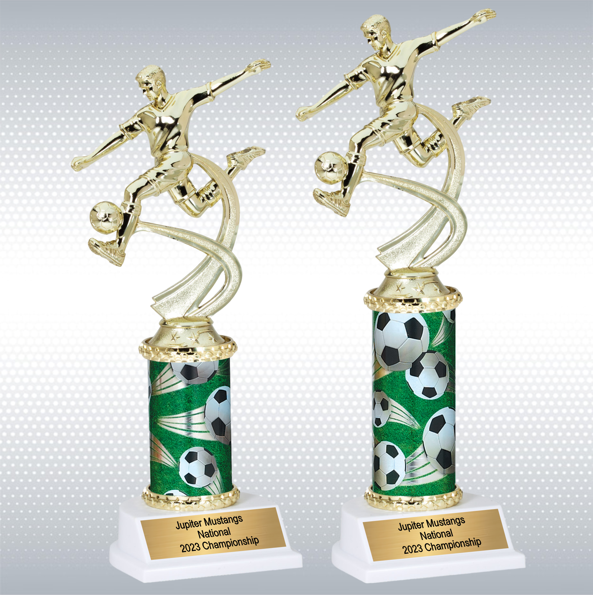 Assembled Male Soccer Trophy w/ White Base 6