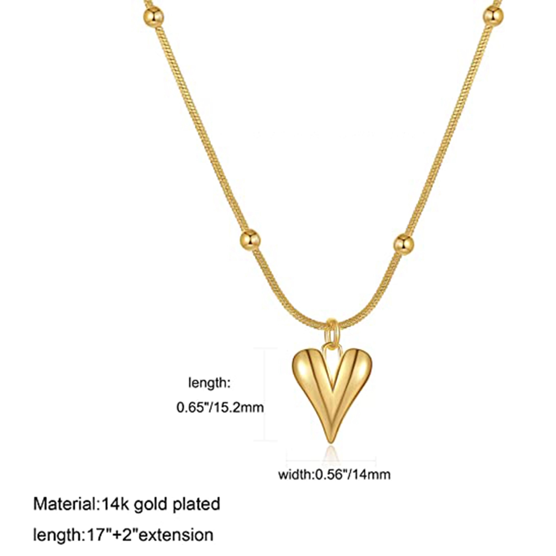 14K Gold Heart Pendant Choker Necklaces 2