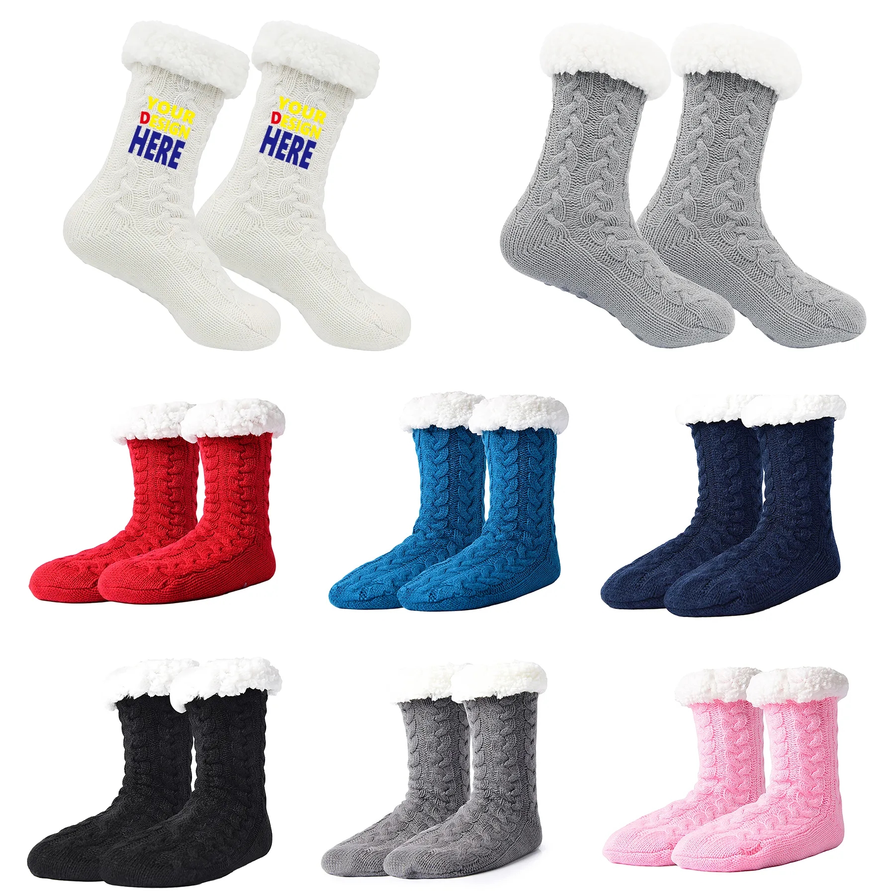 Christmas Fuzzy Fleece-lined Non Slip Slipper Socks