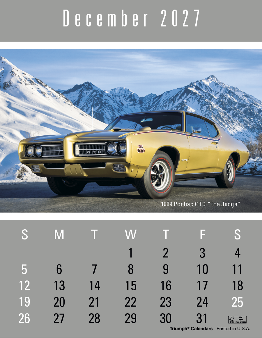 Triumph® Calendars Press-N-Stick Full-Color Header Cruisin’ Cars Calendar 19