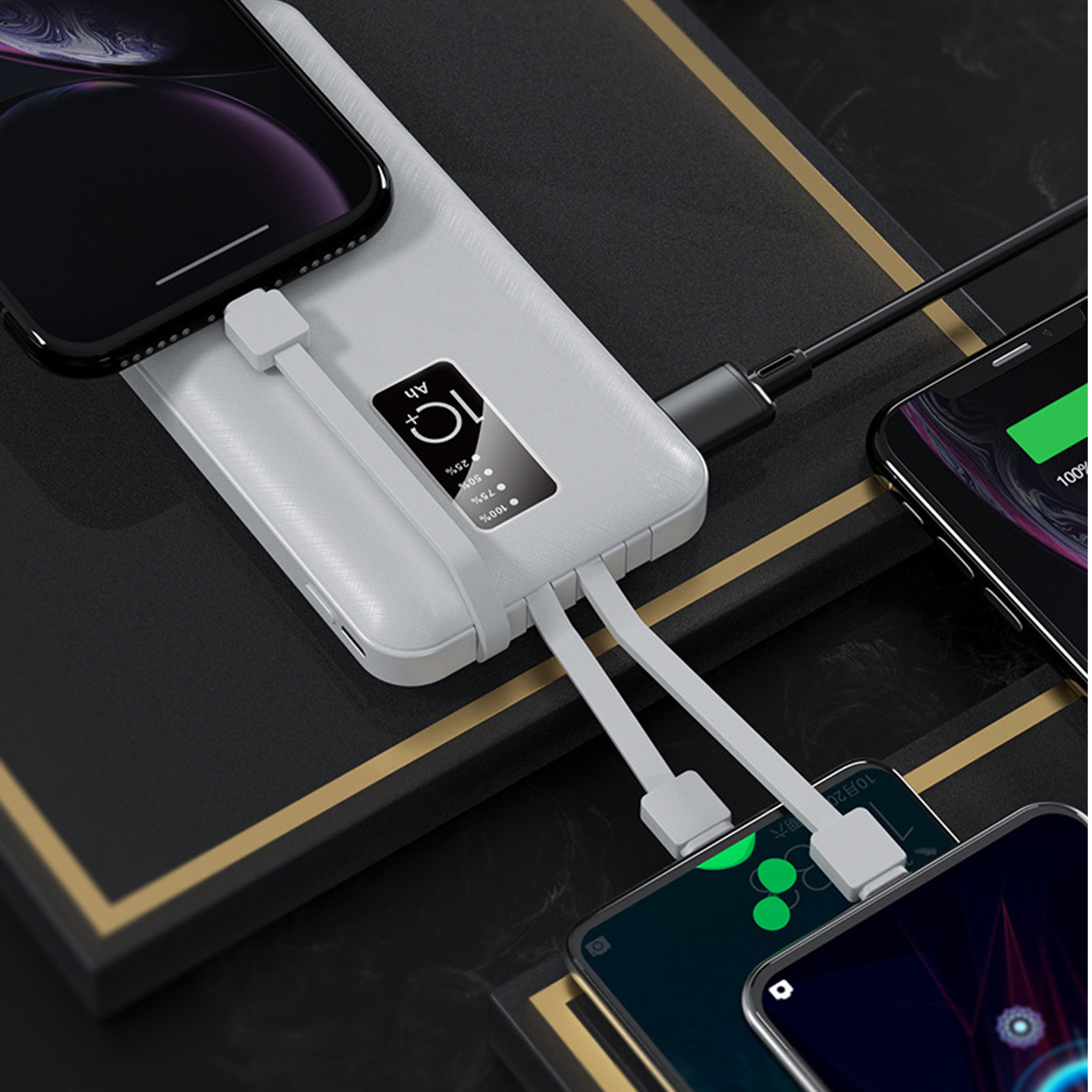 Portable 10000mAh Power Bank with LED Display and 4-in-1 Charging 3