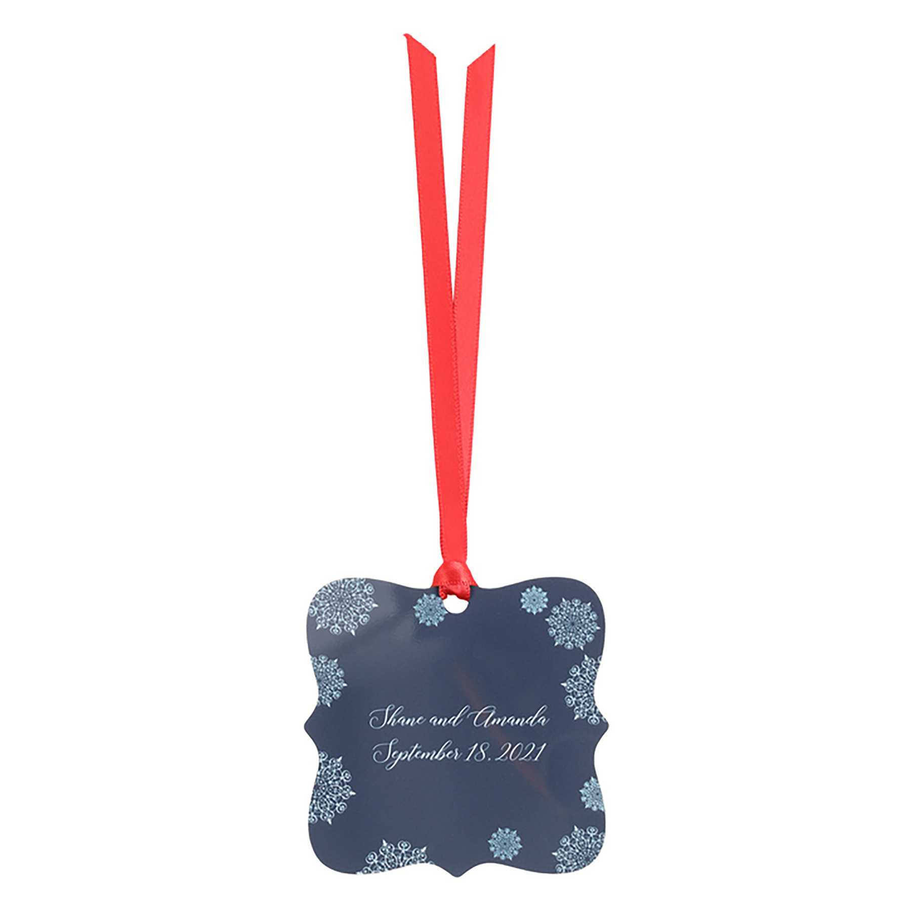 Snowflakes Prague Square Metal Ornament 3