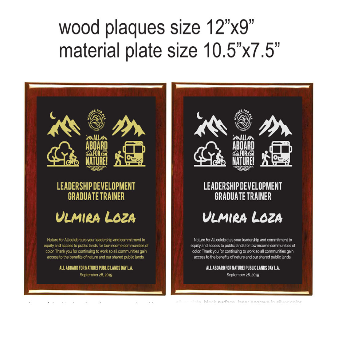 Walnut Finish Plaque witn Metal Plate 1