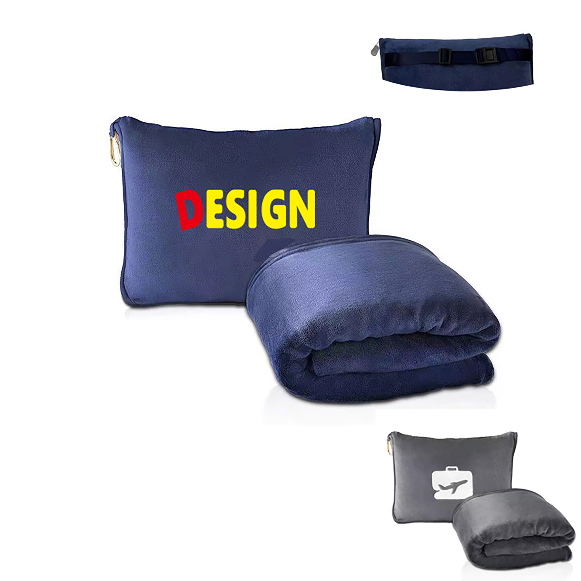 2-in-1 Foldable Travel Flannel Blanket Pillow 2