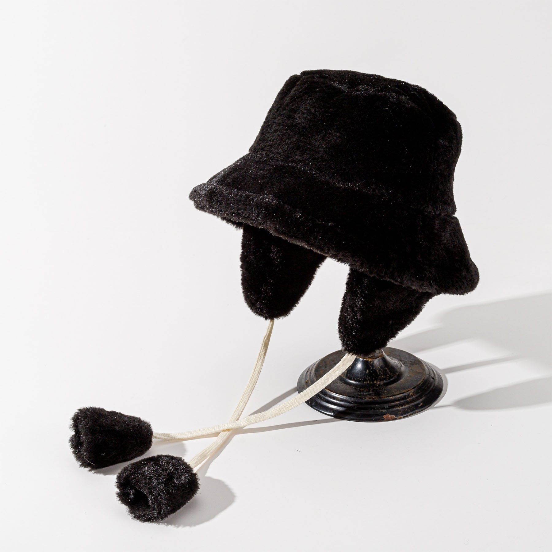 Warm Plush Bucket Hat W/ Removable Earflaps 4
