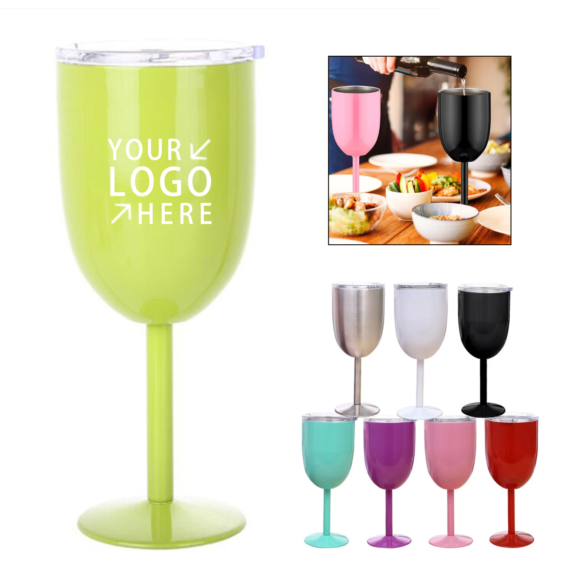 Stainless Steel Wine Glasses with Lid 2