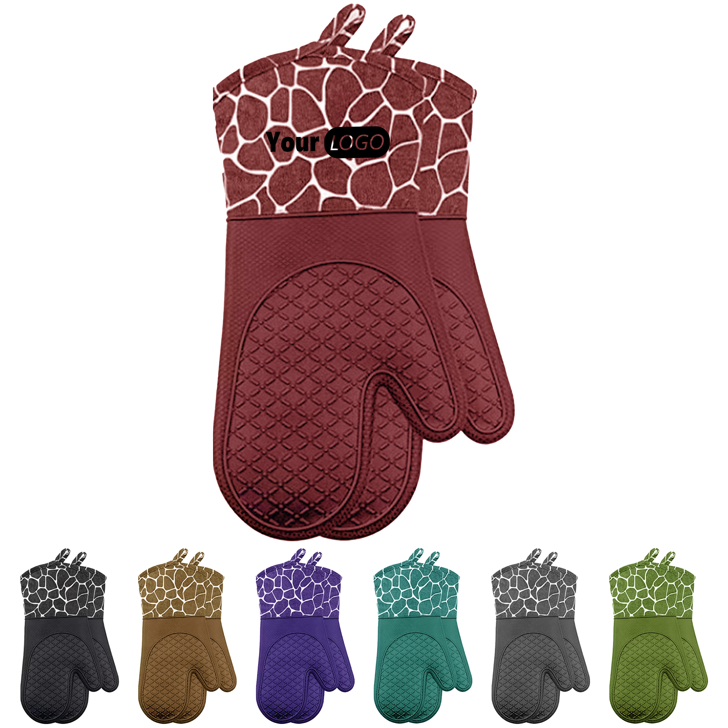 Silicone Charming Giraffe Oven Mitts Set 3