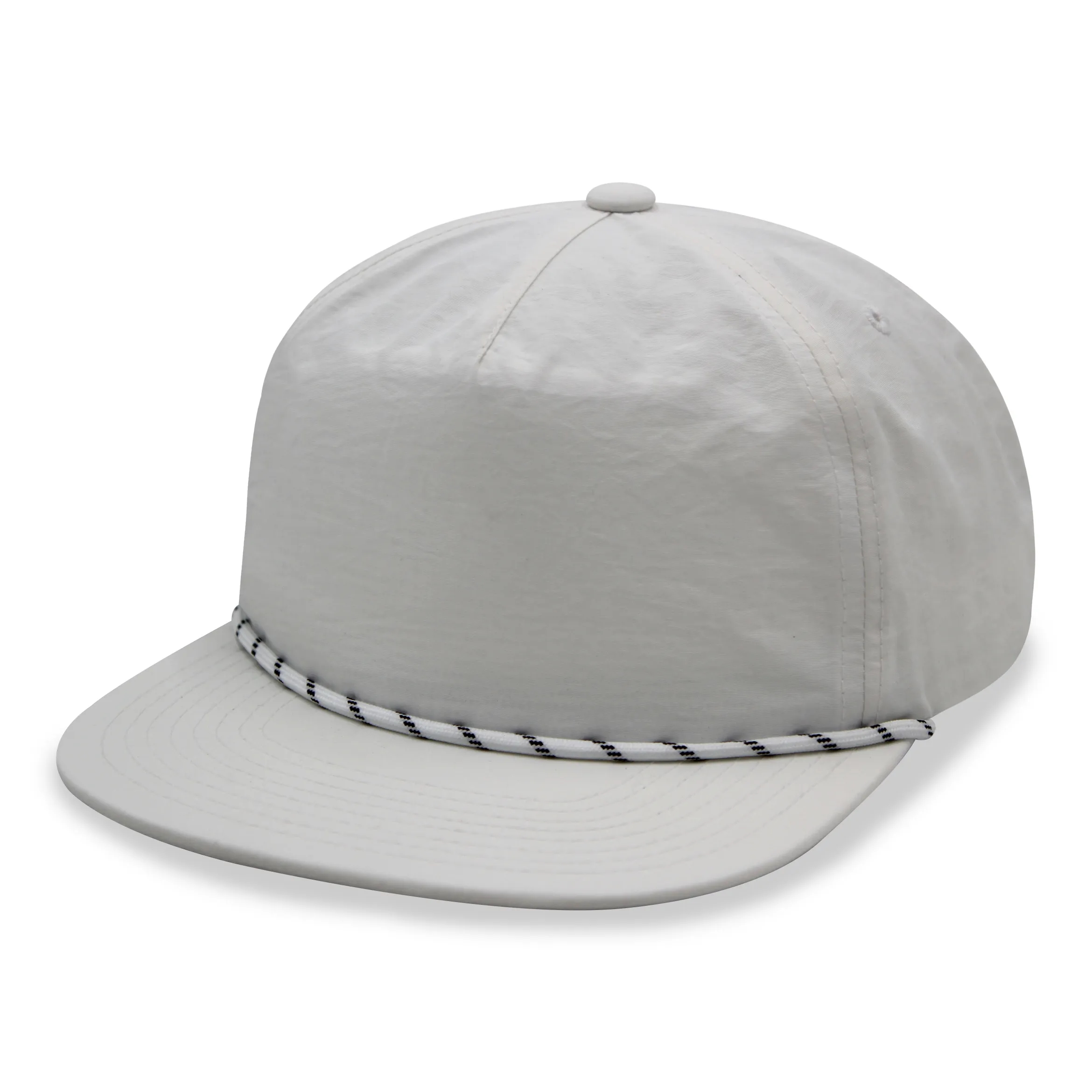 Waterproof nylon 5 panel unstructured snapback rope hat