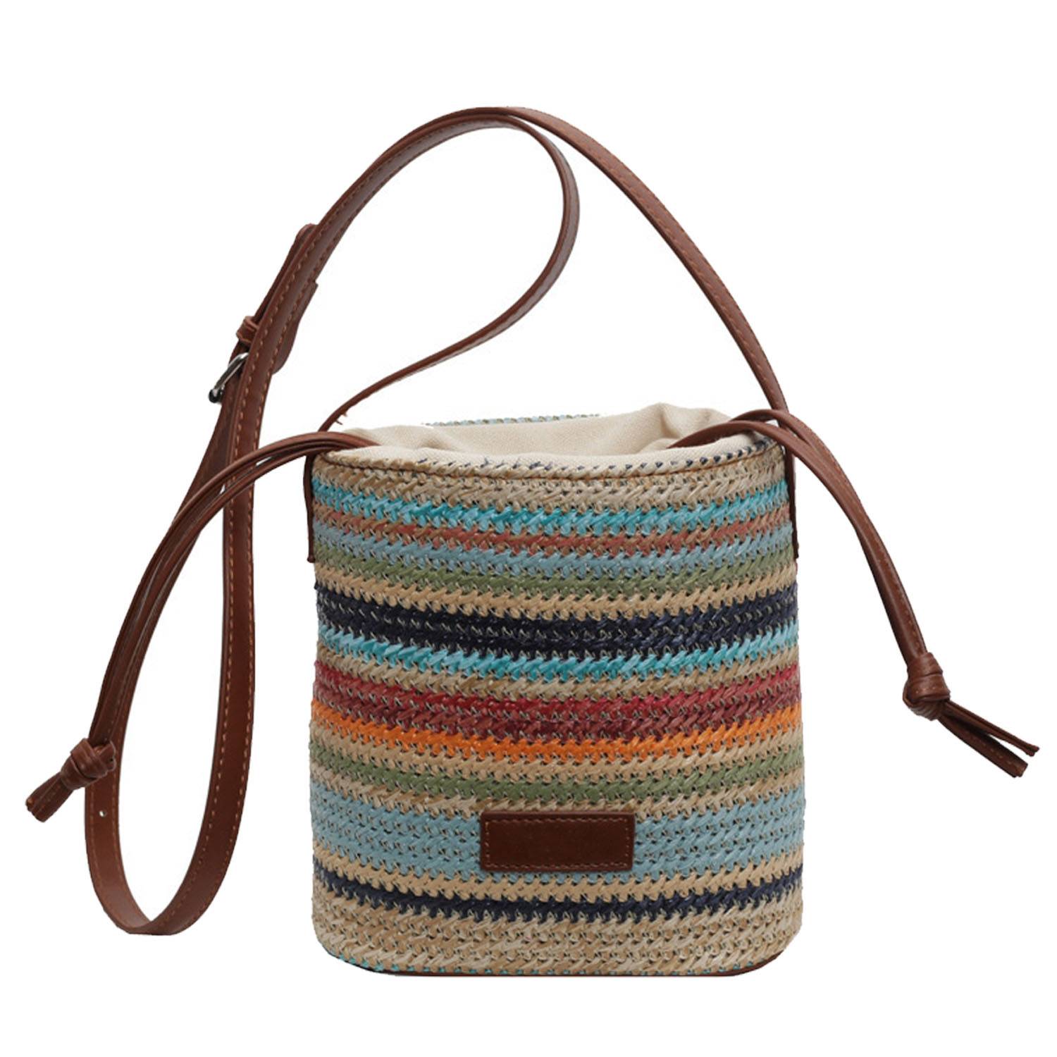 Straw Tote Bag W/ Leather Straps, custom tote bag with logo imprint 2