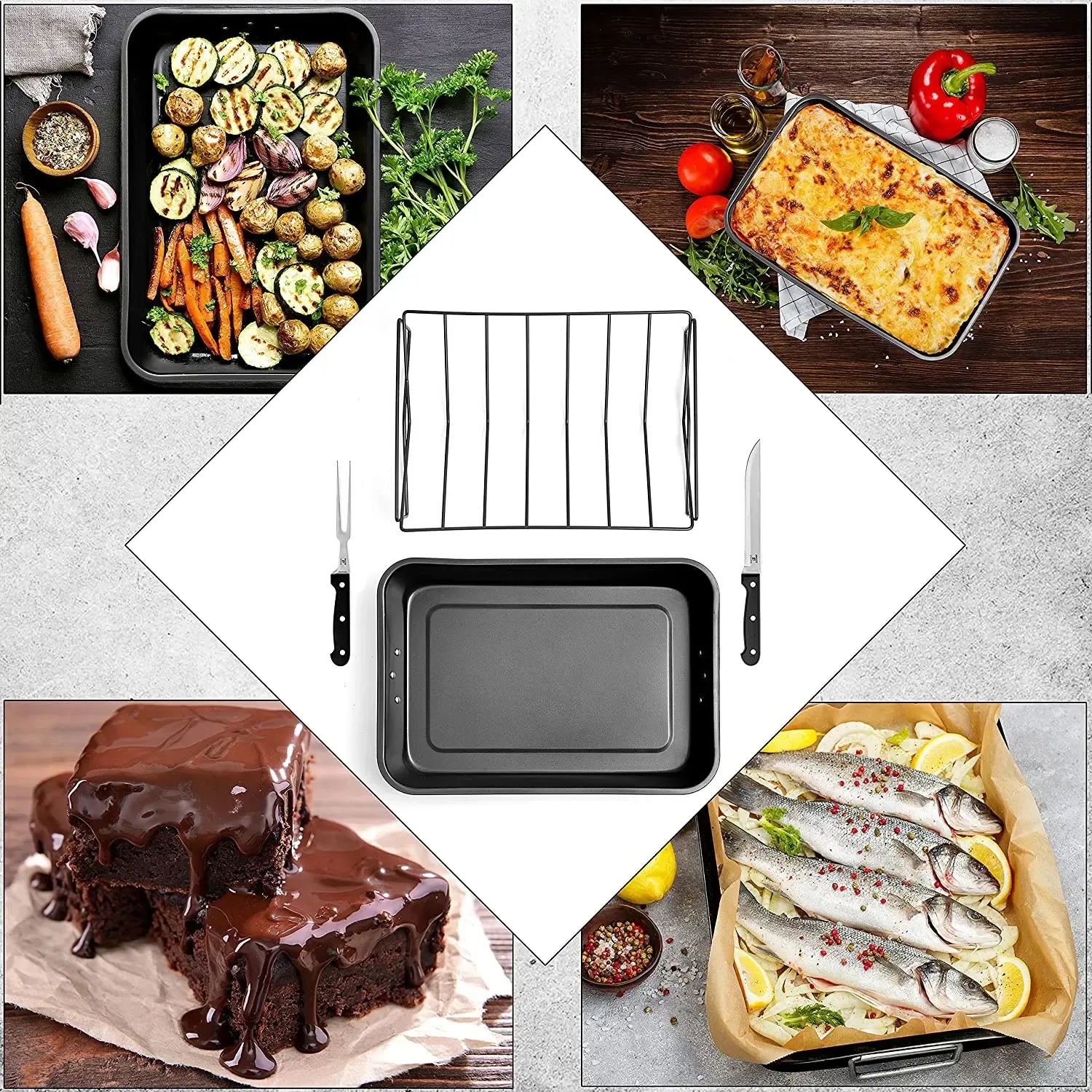 Custom 18" Rectangular Nonstick Large Turkey Roaster Rack 2