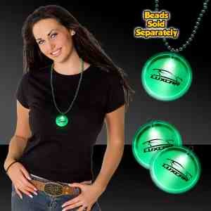 Green 2" Lighted LED Badges with attached J-Hook medallion