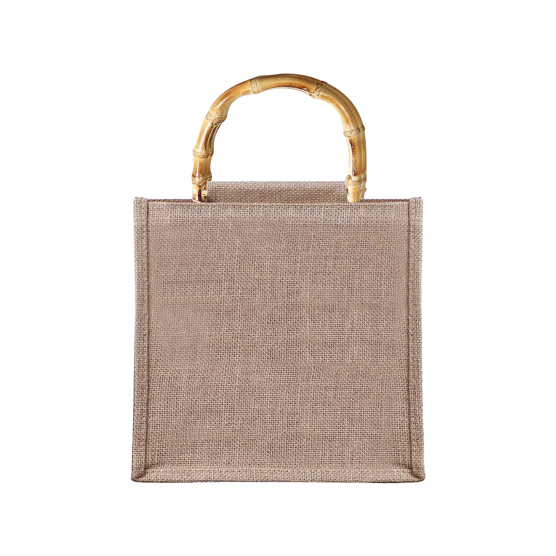 Jute Gift Tote Bag With Bamboo Handle, custom tote bag with logo imprint 8