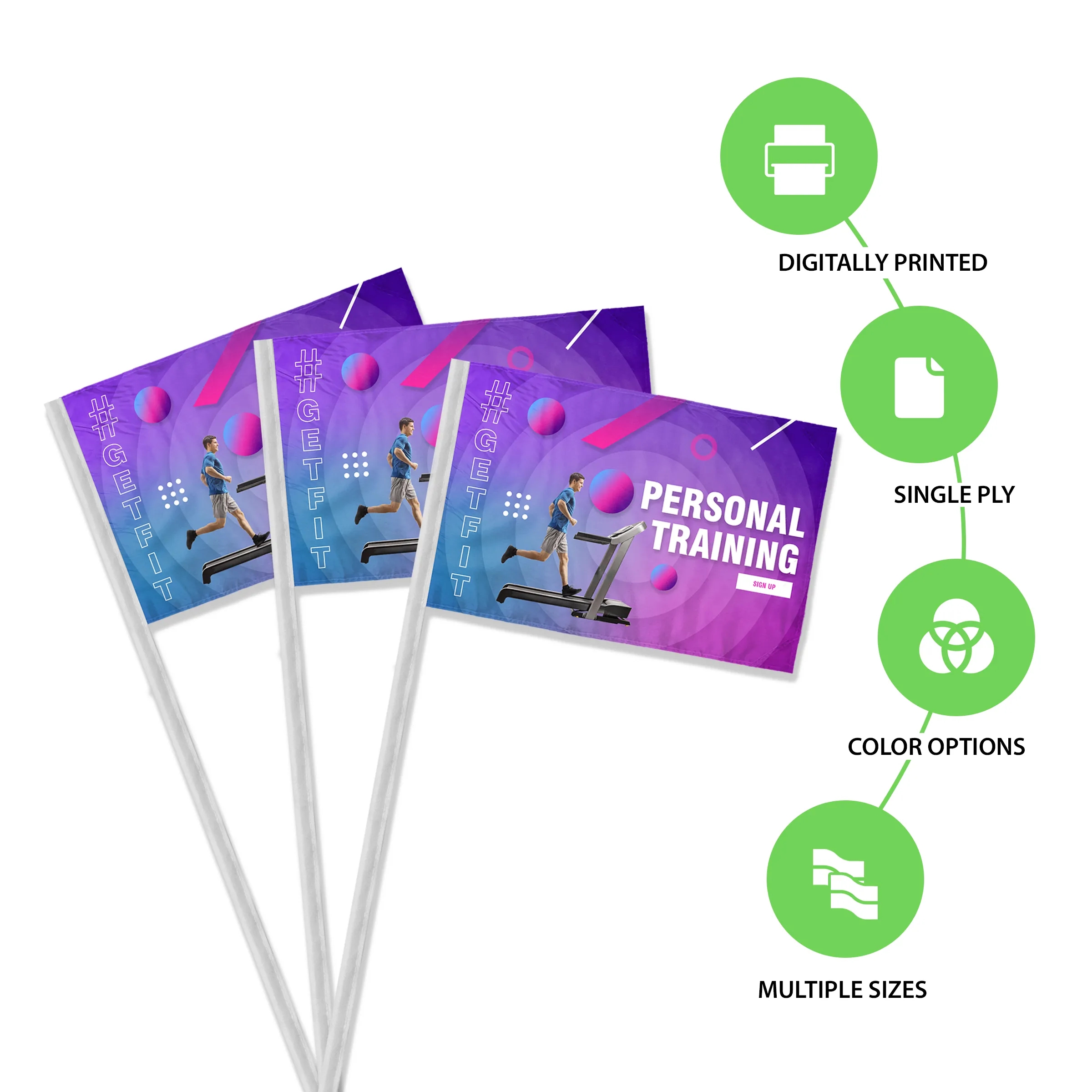Digital Printed Antenna Flags with Sleeves - wPoly 1 Ply 7